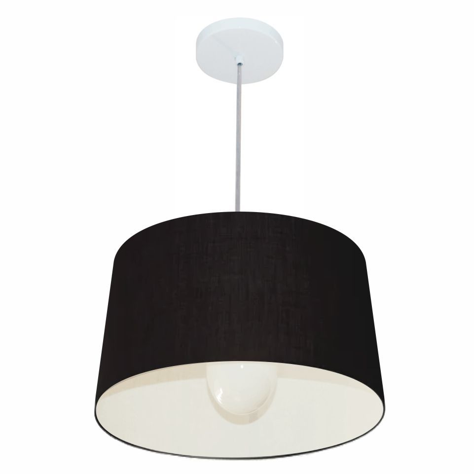 Pendente Cone Md-4241 Cúpula em Tecido 30/45x40cm Preto - Bivolt