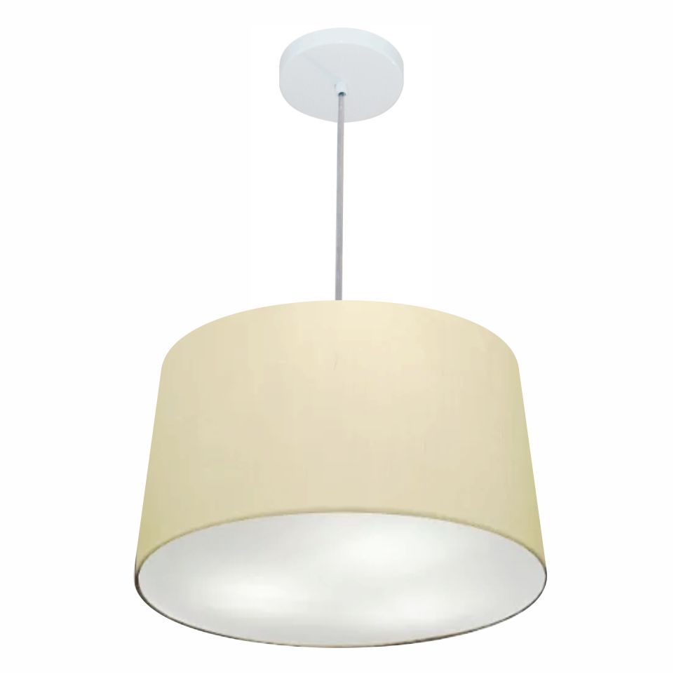 Pendente Cone Md-4247 Cúpula em Tecido 30/45x40cm Algodão Crú - Bivolt