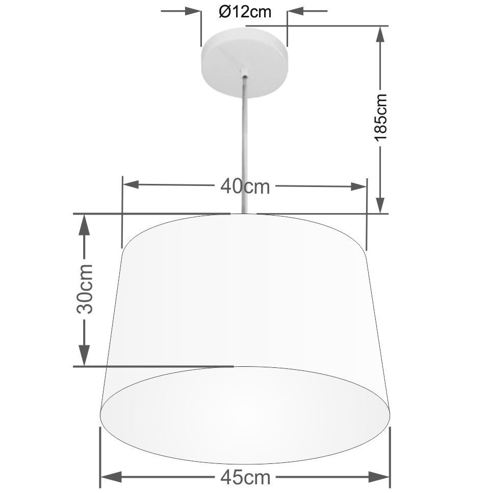 Pendente Cone Md-4247 Cúpula em Tecido 30/45x40cm Palha - Bivolt