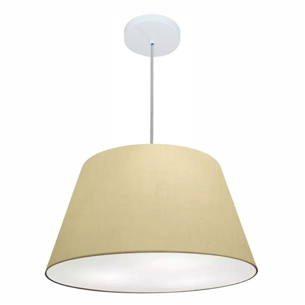 Pendente Cone Md-4249 Cúpula em Tecido 30/50x35cm Algodão Crú - Bivolt