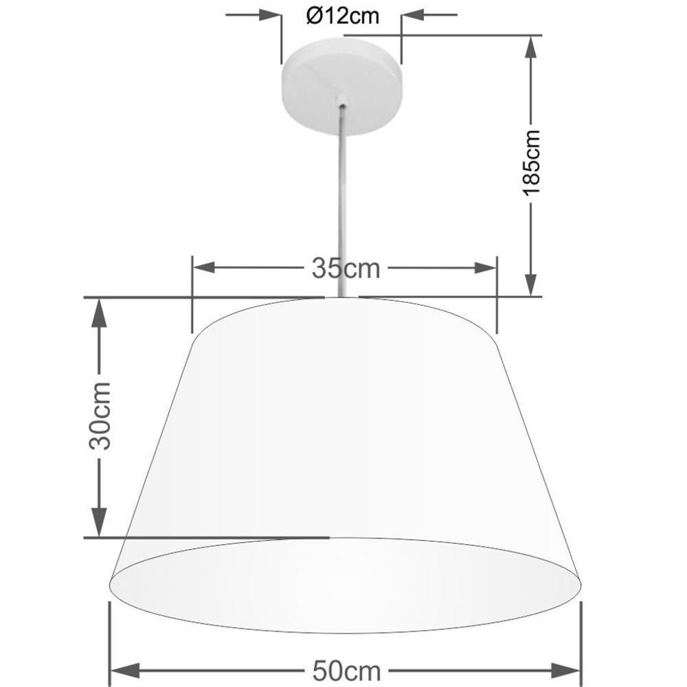 Pendente Cone Md-4249 Cúpula em Tecido 30/50x35cm Rústico Cinza - Bivolt