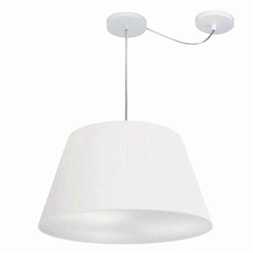 Pendente Cone Md-4278 Cúpula em Tecido 30/50x35cm Branco - Bivolt
