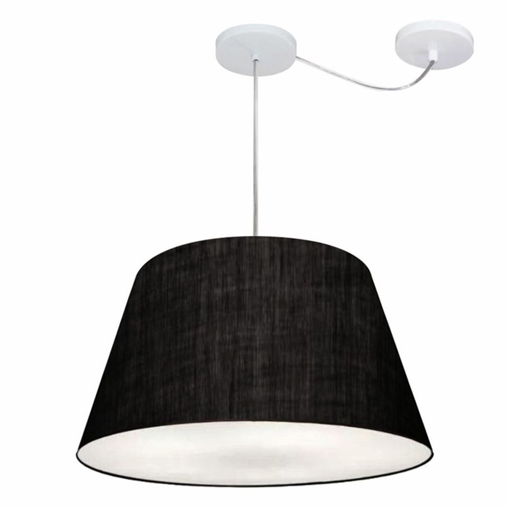 Pendente Cone Md-4278 Cúpula em Tecido 30/50x35cm Preto - Bivolt