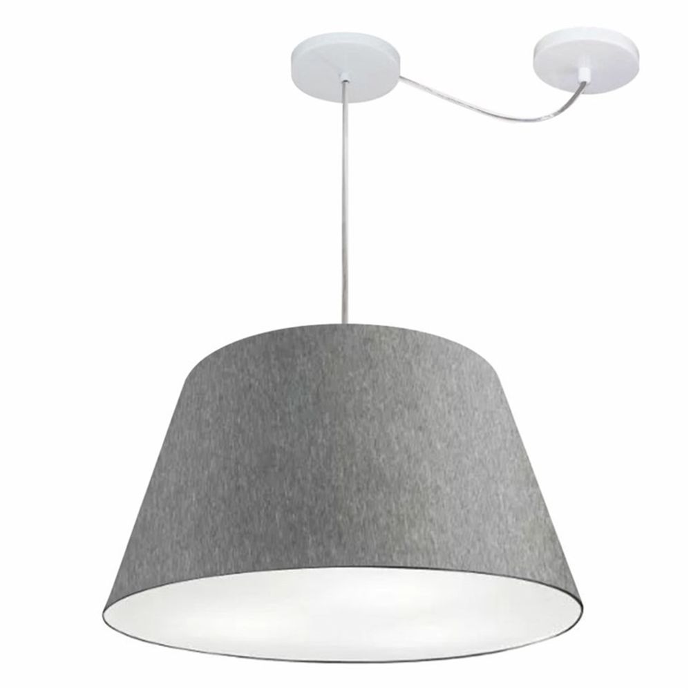Pendente Cone Md-4278 Cúpula em Tecido 30/50x35cm Rústico Cinza - Bivolt
