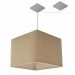 Pendente Quadrada C/ Desvio Md-4269 Cúpula em Tecido 30/40x40cm Algodão Crú - Bivolt