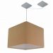 Pendente Quadrada C/ Desvio Md-4269 Cúpula em Tecido 30/40x40cm Palha - Bivolt