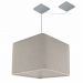 Pendente Quadrada C/ Desvio Md-4269 Cúpula em Tecido 30/40x40cm Rústico Cinza - Bivolt
