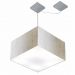 Pendente Quadrada C/ Desvio Md-4271 Cúpula em Tecido 30/40x40cm Linho Bege - Bivolt