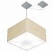 Pendente Quadrada C/ Desvio Md-4271 Cúpula em Tecido 30/40x40cm Rústico Bege - Bivolt