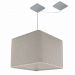 Pendente Quadrado C/ Desvio Md-4268 Cúpula em Tecido 30/35x35cm Rústico Cinza - Bivolt