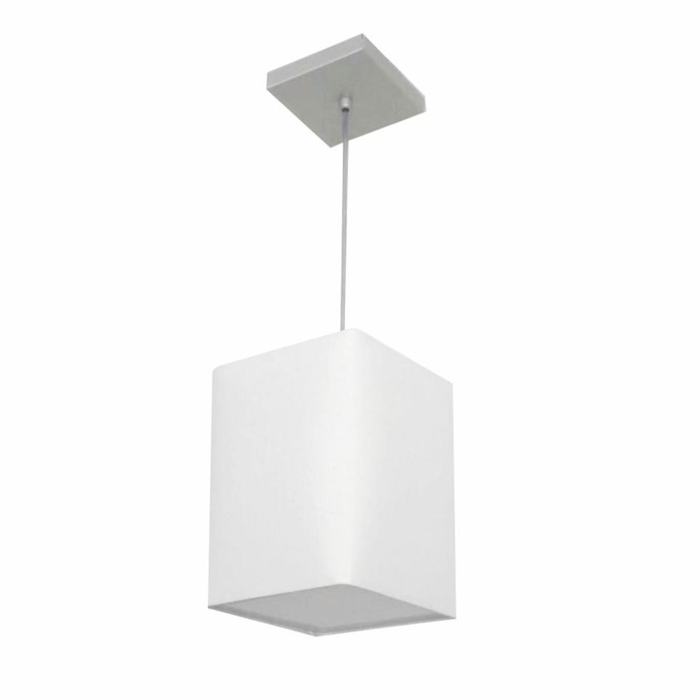 Pendente Quadrado Md-4007 Cúpula em Tecido 25/16x16cm Branco - Bivolt
