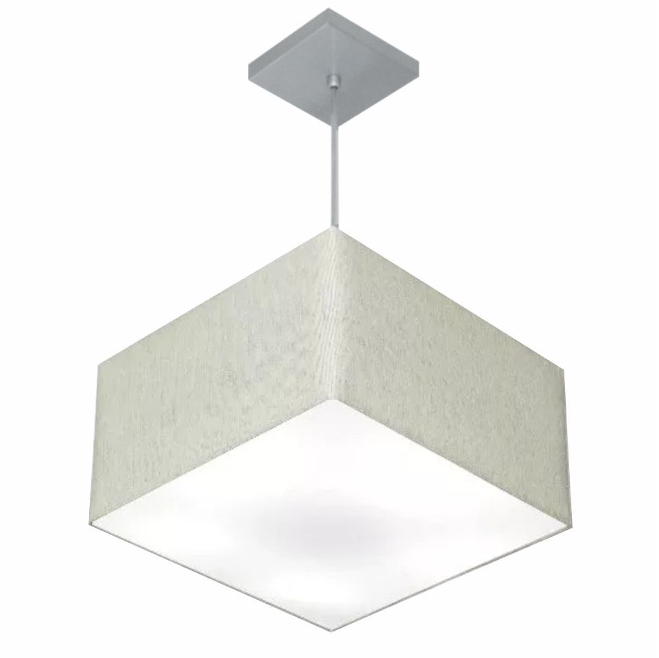 Pendente Quadrado Md-4020 Cúpula em Tecido 21/35x35cm Rústico Cinza - Bivolt