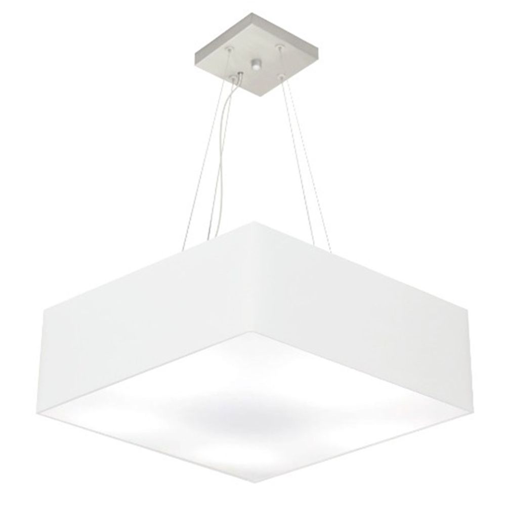 Pendente Quadrado Md-4032 Cúpula em Tecido 15-50x50cm Branco - Bivolt