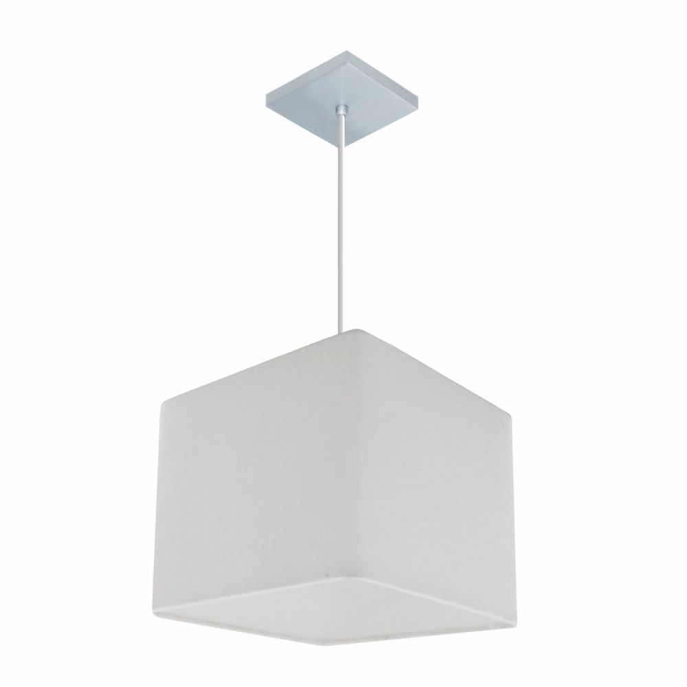 Pendente Quadrado Md-4058 Cúpula em Tecido 21/25x25cm Branco - Bivolt