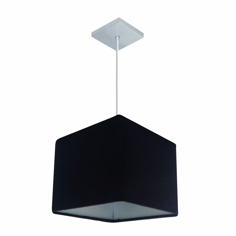 Pendente Quadrado Md-4058 Cúpula em Tecido 21/25x25cm Preto - Bivolt