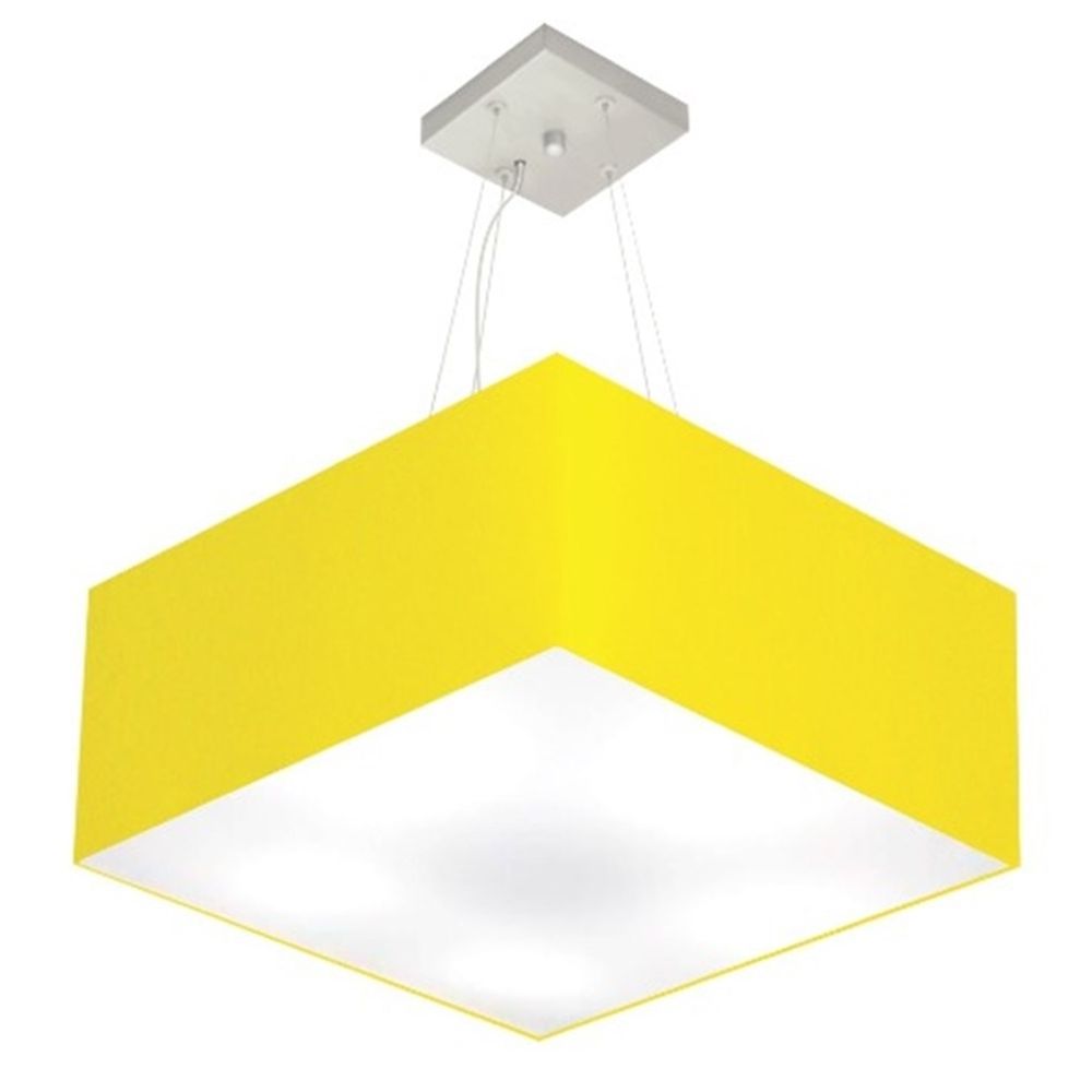 Pendente Quadrado Md-4071 Cúpula em Tecido 30-70x70cm Amarelo - Bivolt