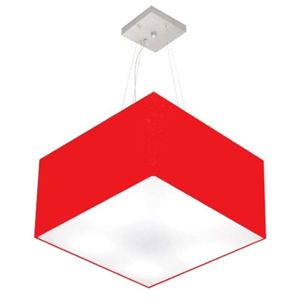 Pendente Quadrado Md-4075 Cúpula em Tecido 30-50x50cm Vermelho - Bivolt