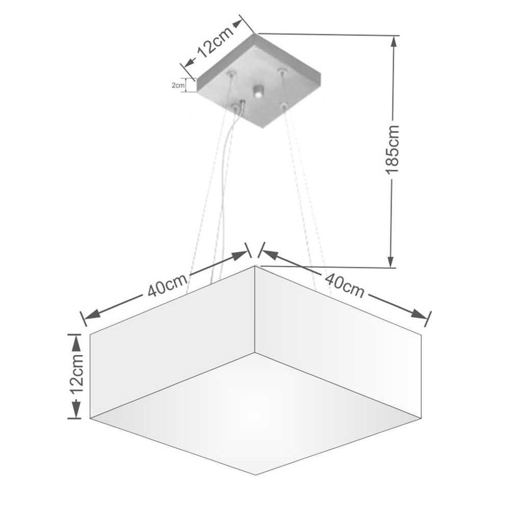 Pendente Quadrado Md-4194 Cúpula em Tecido 12-40x40cm Rústico Bege - Bivolt