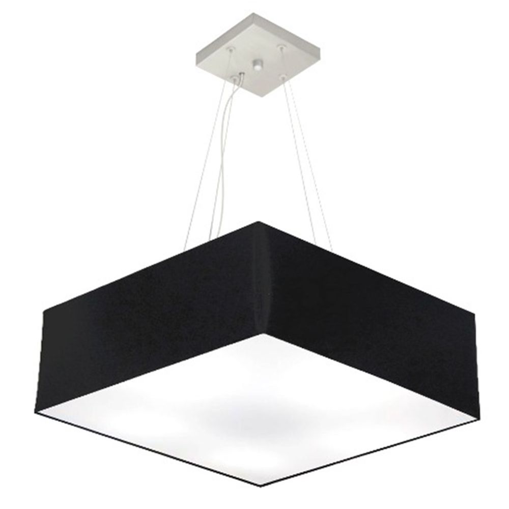 Pendente Quadrado Md-4196 Cúpula em Tecido 15-45x45cm Preto - Bivolt