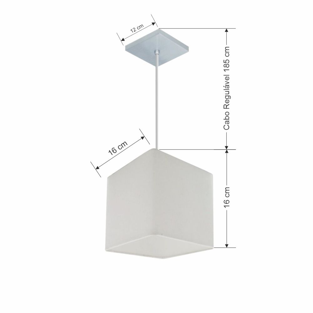 Pendente Quadrado Md-4224 Cúpula em Tecido 16/16x16cm Branco - Bivolt