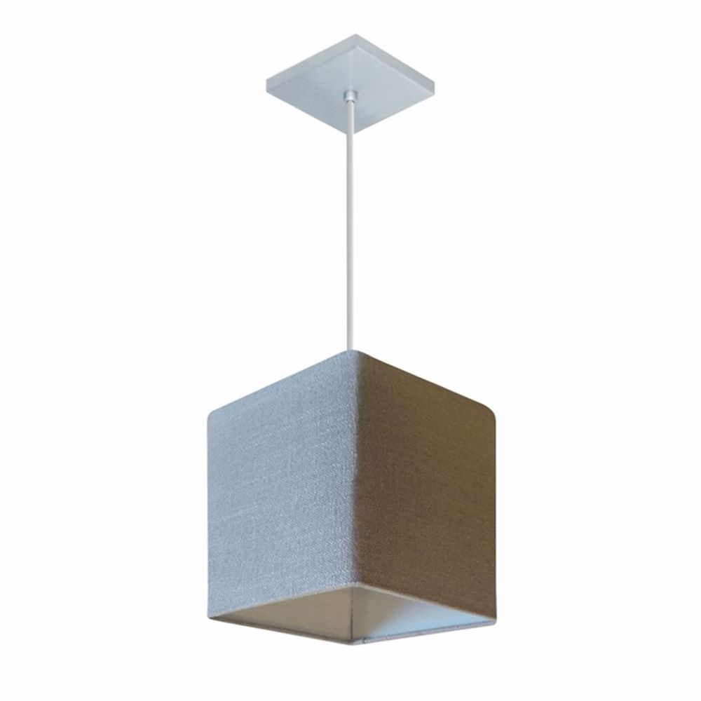 Pendente Quadrado Md-4224 Cúpula em Tecido 16/16x16cm Rústico Cinza - Bivolt