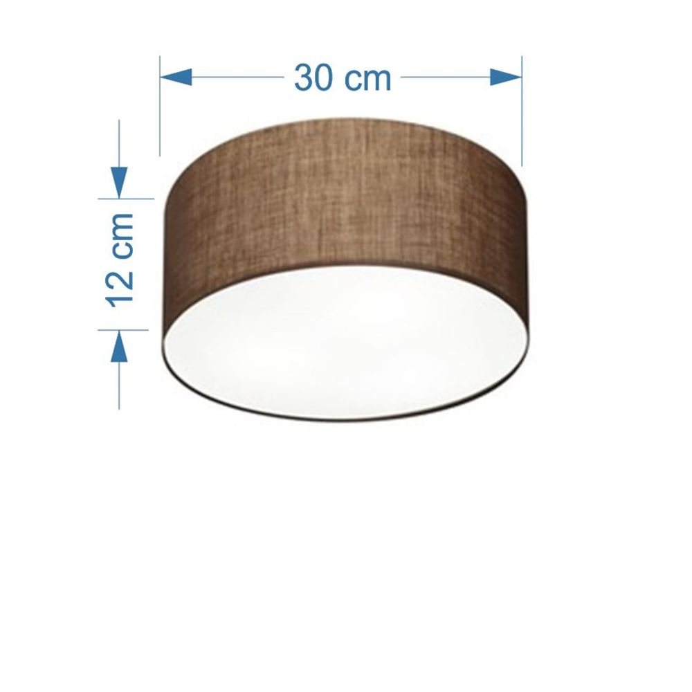 Plafon Cilíndrico Md-3010 Cúpula em Tecido 30x12cm Café - Bivolt