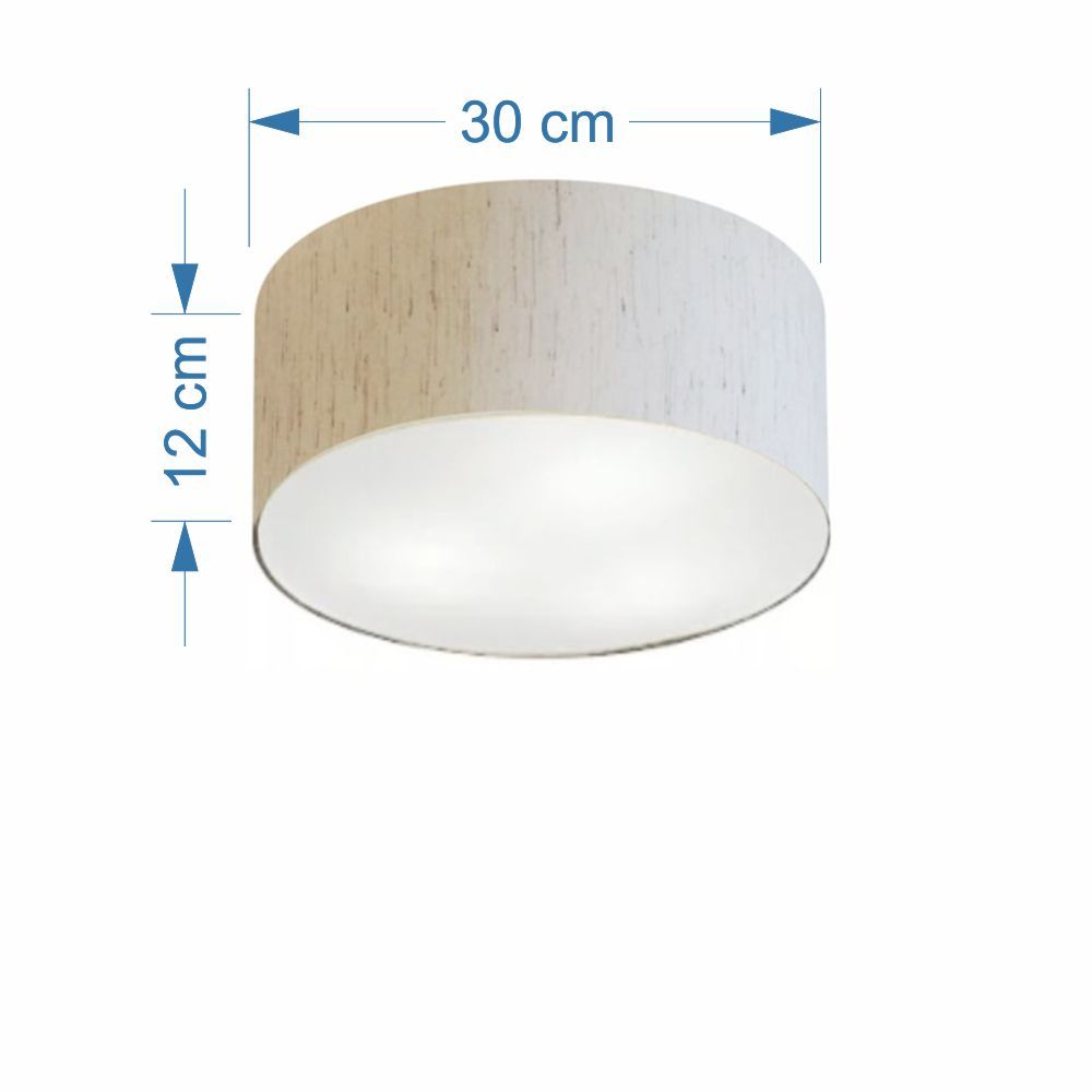 Plafon Cilíndrico Md-3010 Cúpula em Tecido 30x12cm Linho Bege - Bivolt
