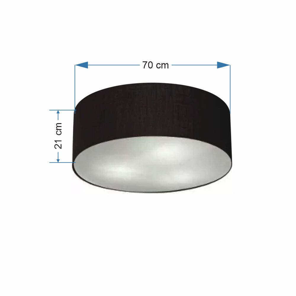 Plafon Cilíndrico Md-3019 Cúpula em Tecido 80x15cm Preto - Bivolt