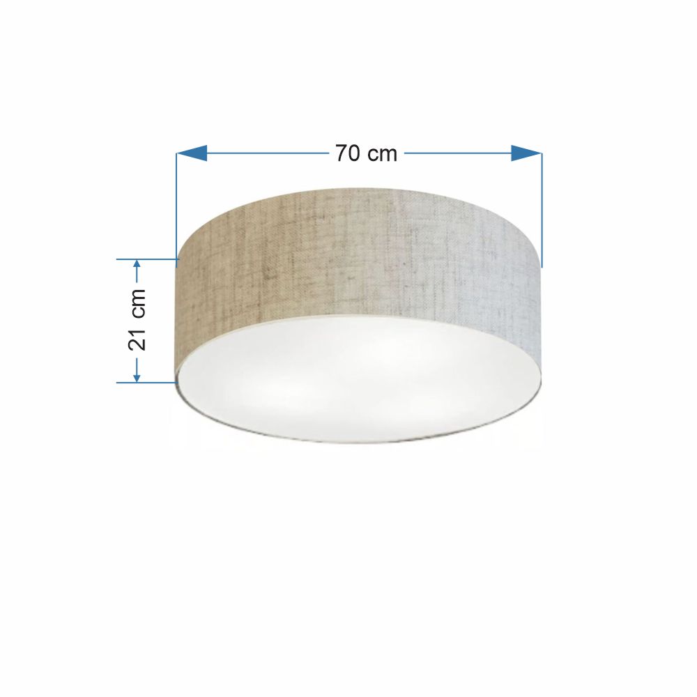Plafon Cilíndrico Md-3019 Cúpula em Tecido 80x15cm Rústico Bege - Bivolt