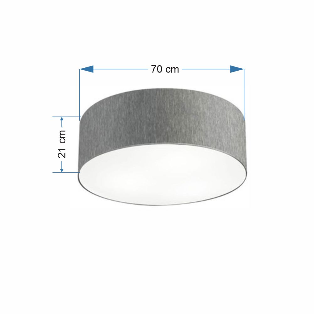 Plafon Cilíndrico Md-3019 Cúpula em Tecido 80x15cm Rústico Cinza - Bivolt