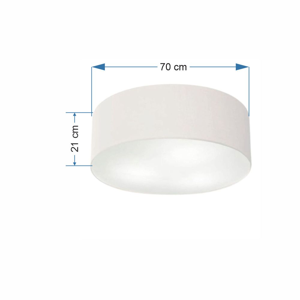 Plafon Cilíndrico Md-3054 Cúpula em Tecido 70x21cm Branco - Bivolt