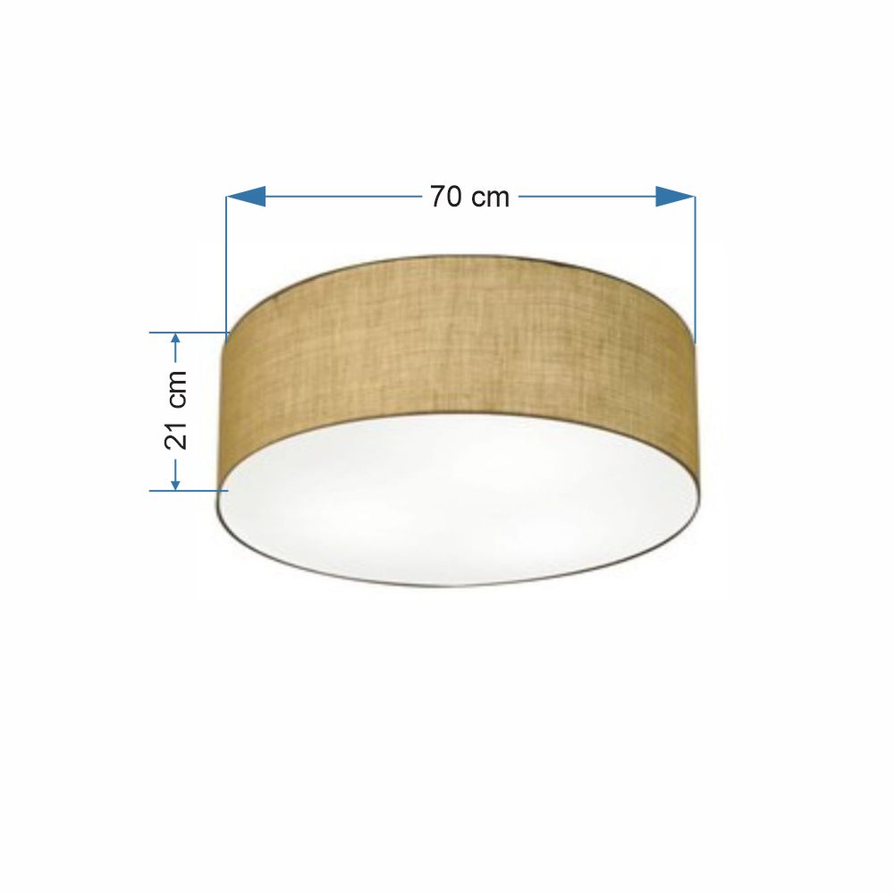 Plafon Cilíndrico Md-3054 Cúpula em Tecido 70x21cm Palha - Bivolt