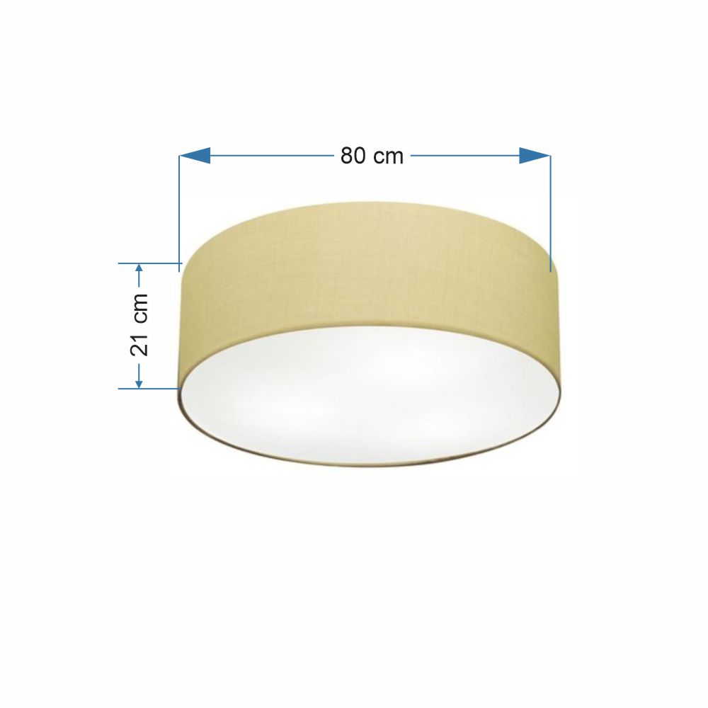 Plafon Cilíndrico Md-3055 Cúpula em Tecido 80x21cm Algodão Crú - Bivolt