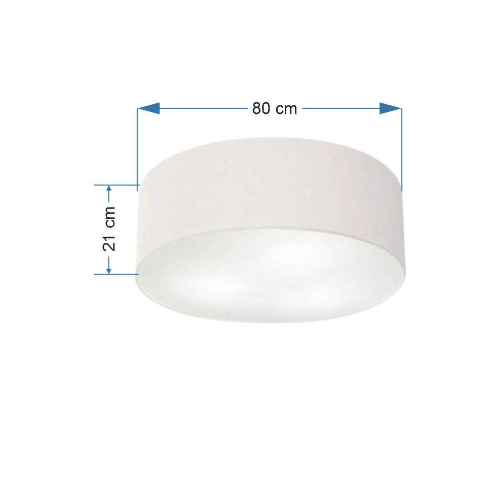 Plafon Cilíndrico Md-3055 Cúpula em Tecido 80x21cm Branco - Bivolt