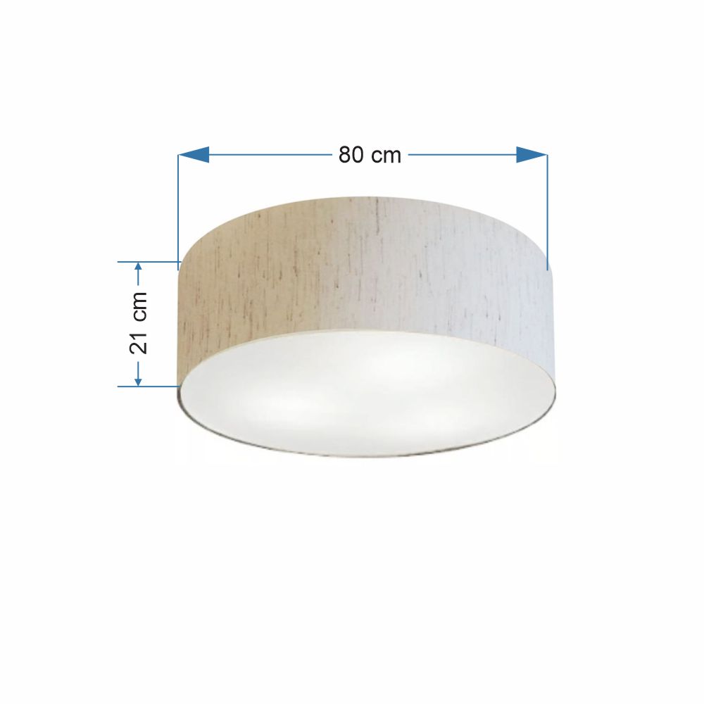 Plafon Cilíndrico Md-3055 Cúpula em Tecido 80x21cm Linho Bege - Bivolt