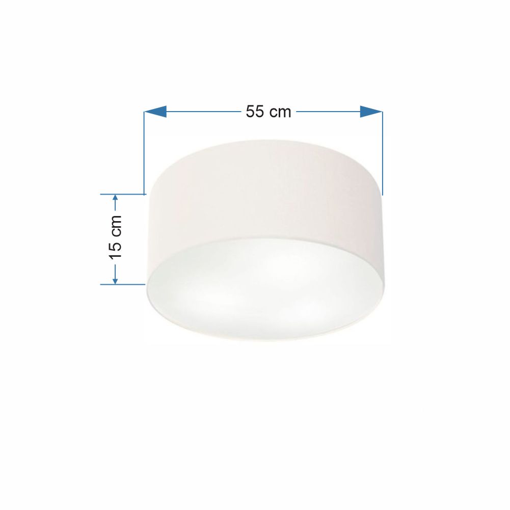 Plafon Cilíndrico Md-3057 Cúpula em Tecido 55x15cm Branco - Bivolt
