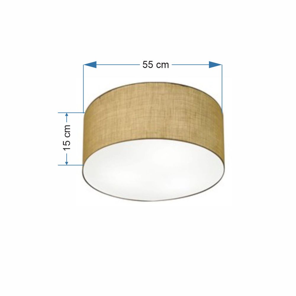 Plafon Cilíndrico Md-3057 Cúpula em Tecido 55x15cm Palha - Bivolt