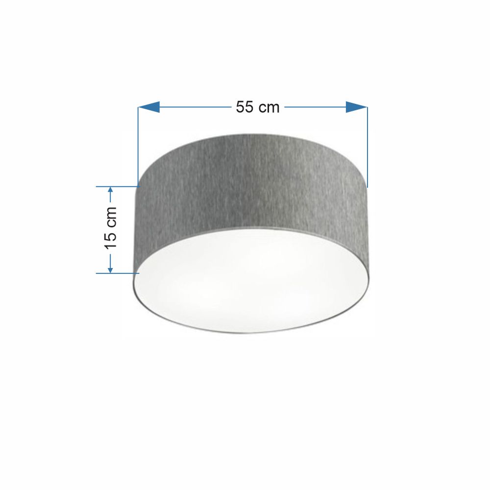 Plafon Cilíndrico Md-3057 Cúpula em Tecido 55x15cm Rústico Cinza - Bivolt