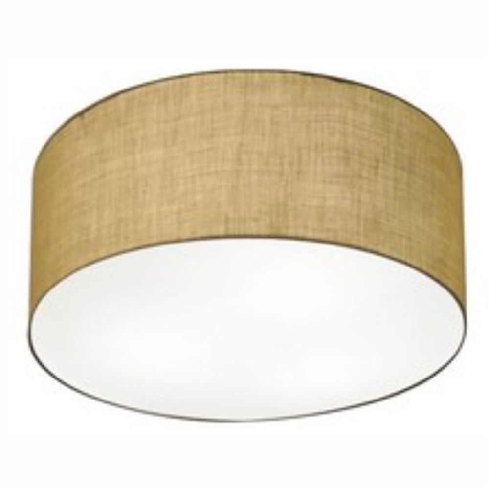 Plafon Cilíndrico Md-3058 Cúpula em Tecido 55x25cm Palha - Bivolt