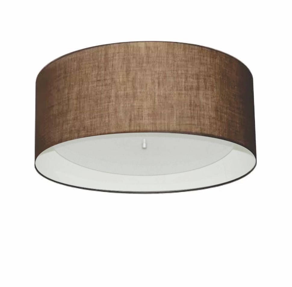 Plafon Cilíndrico Md-3161 Cúpula em Duplo Tecido 50x25cm Café - Branco - Bivolt
