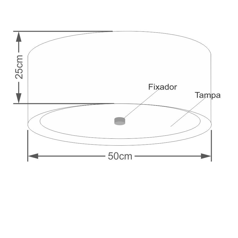 Plafon Cilíndrico Md-3161 Cúpula em Duplo Tecido 50x25cm Café - Branco - Bivolt
