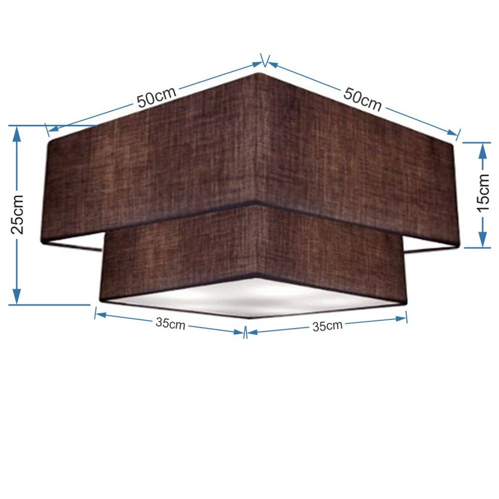 Plafon Duplo Quadrado Md-3022 Cúpula em Tecido 25/50x35cm Café / Café - Bivolt