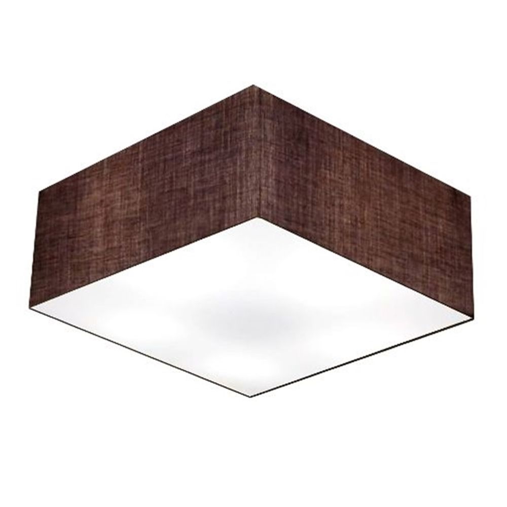 Plafon Quadrado Md-3012 Cúpula em Tecido 21/50x50cm Café - Bivolt