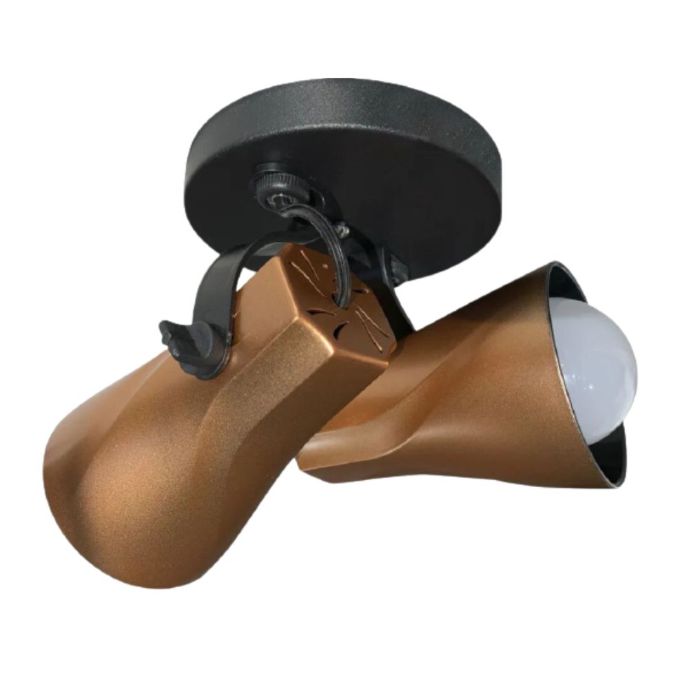 Spot De Sobrepor Octa Duplo Preto Cobre Startec Direcionável E27