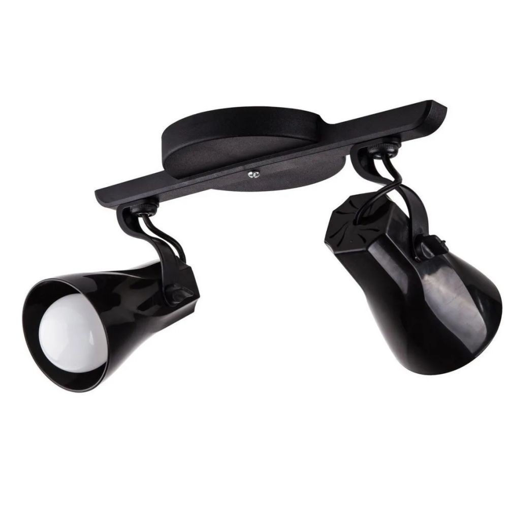 Spot Trilho Duplo Octa 2 Sobrepor Direcionável E-27 Preto