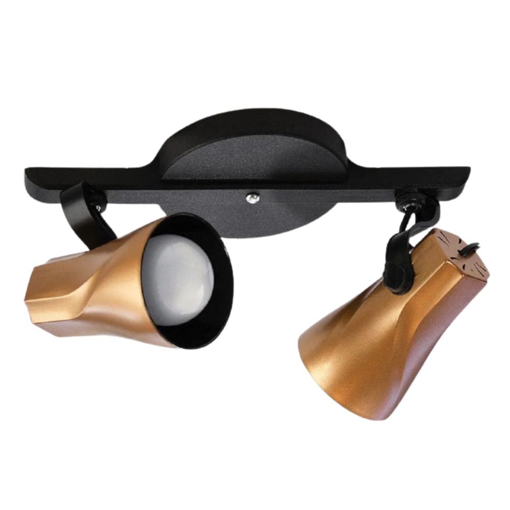 Spot Trilho Duplo Octa 2 Sobrepor Direcionável E-27 Preto Cobre