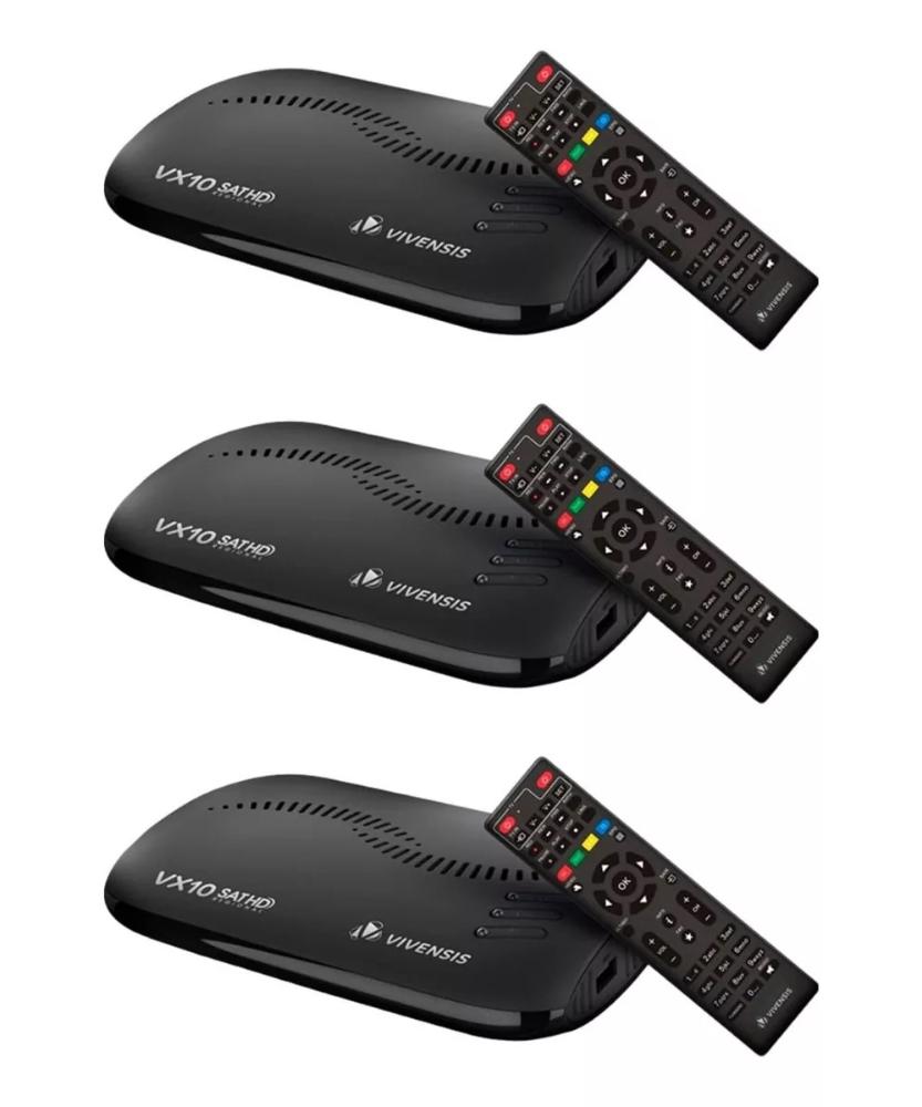 Kit 3 Receptores VX10 Sat HD Parabólica Digital Banda Ku Vivensis