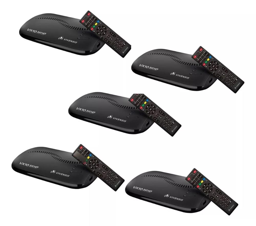 Kit 5 Receptores VX10 Sat HD Parabólica Digital Banda Ku Vivensis