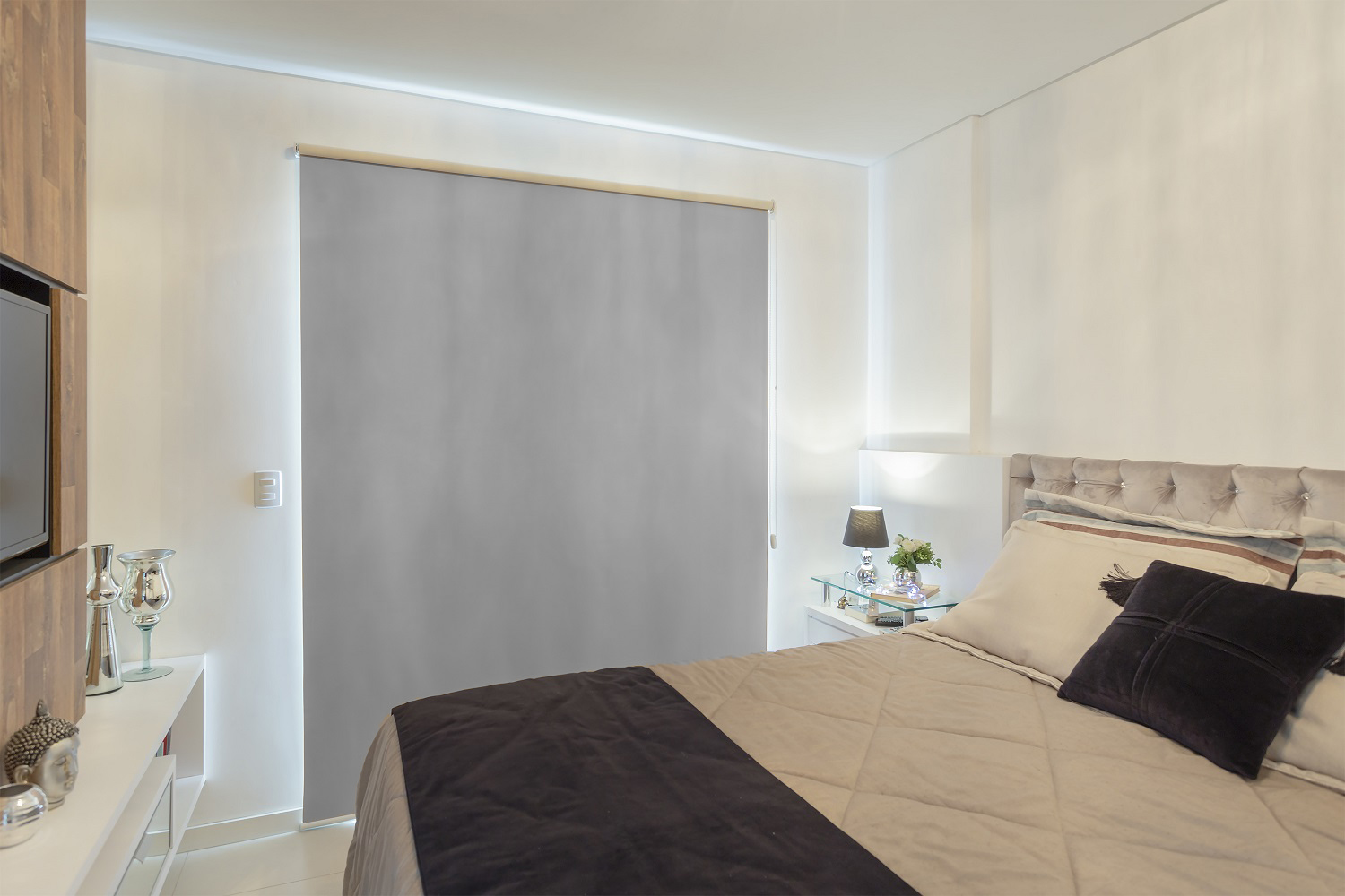 Persiana Rolo (1,40Lar. x 2,25Alt.) Tecido Blackout - Cinza