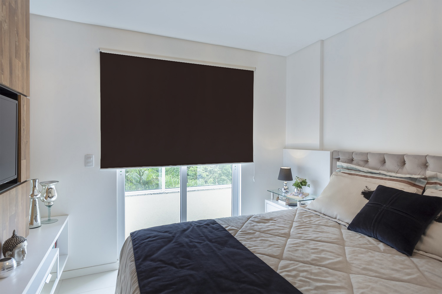 Persiana Rolo (2,40Lar. x 1,80Alt.) Tecido Blackout - Preto